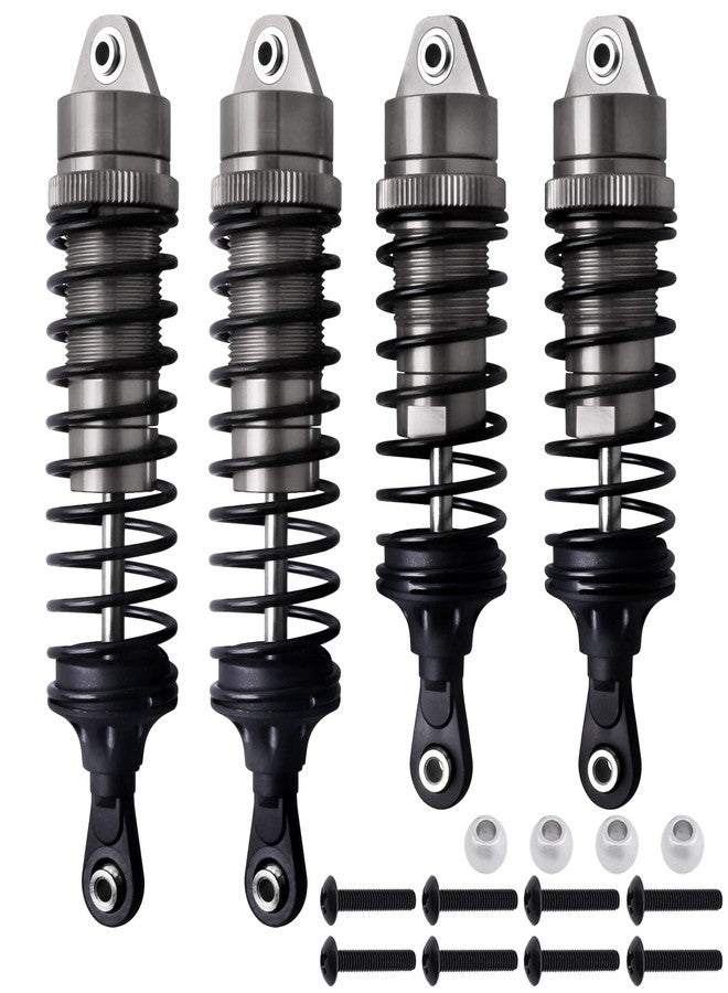 AllinRC 4PCS Aluminum Front & Rear RC Shocks for 1/10 Traxxas Slash 4x4 Compatible with Rustler Stampede Hoss 4WD Replace 5862 (Gray) - Image 1